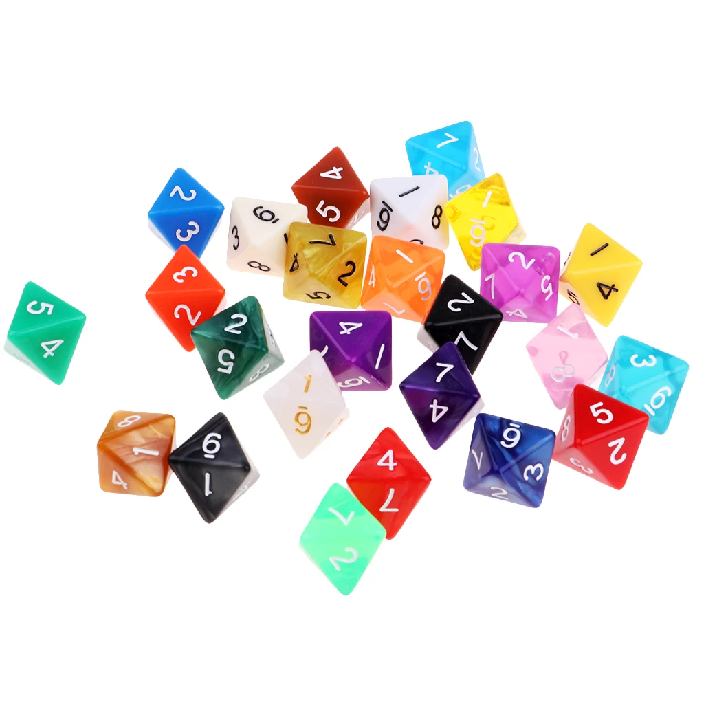 25x Acrylic Polyhedral Dice D8 TRPG Toy for  Gaming Toys