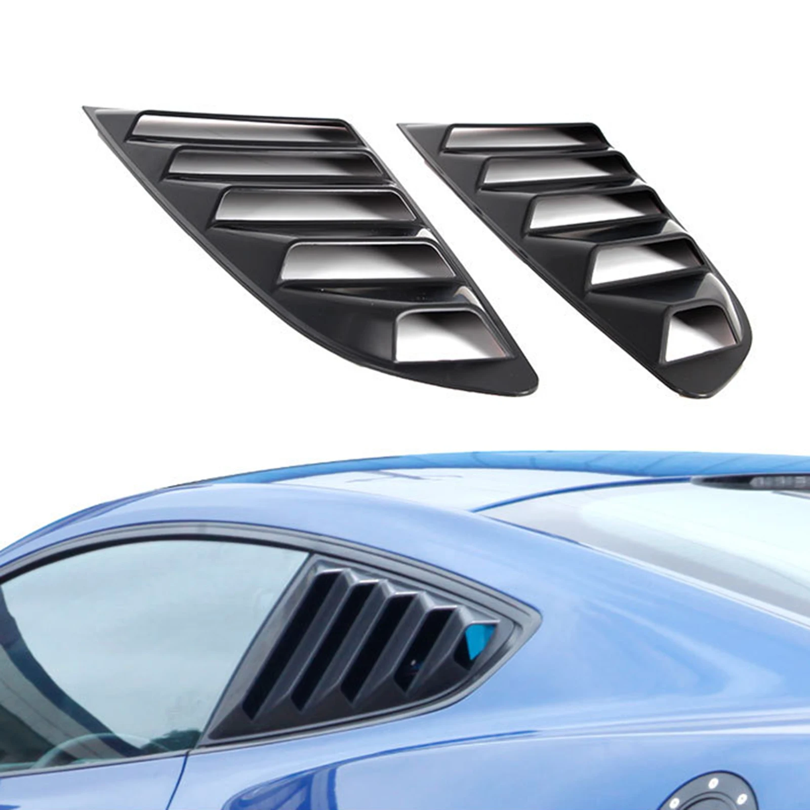 ABS Rear Quarter Side Window Louvers Spoiler Panel Air Vent Scoop Shades for Ford Mustang 2015 2016 2017 2018 2019 2020 2021