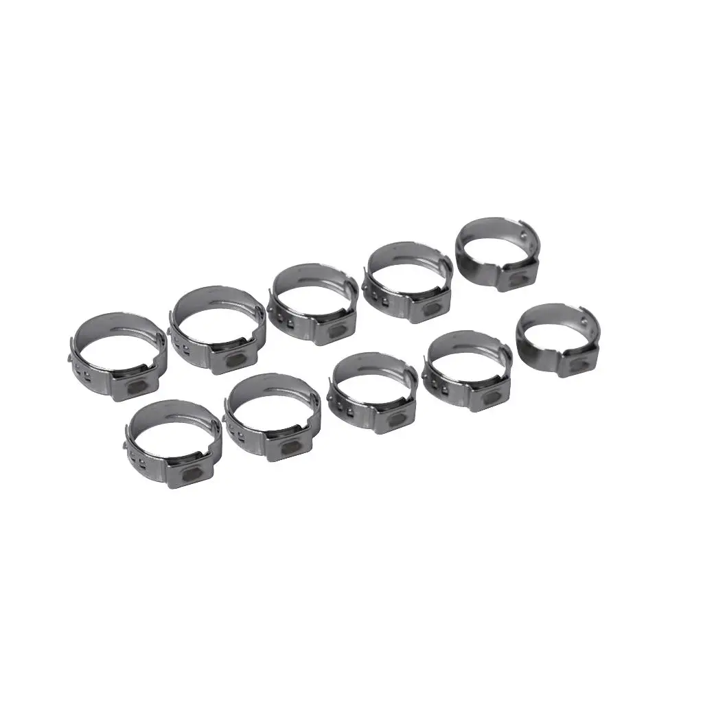 10 Pieces Single Ear Stainless Steel Hose Clamps Coolant Gas 10.8-13.3mm