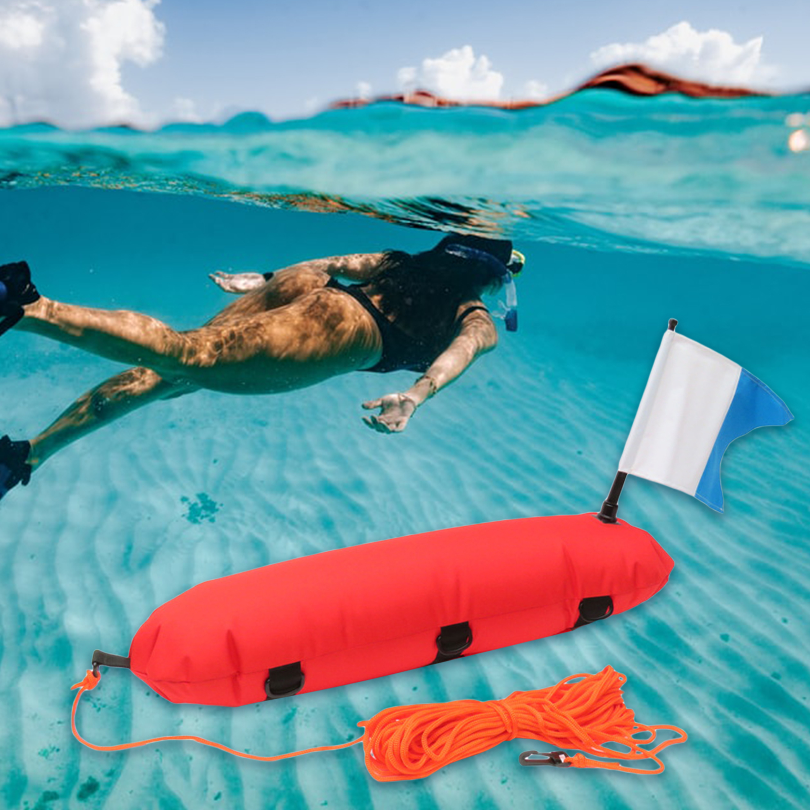 High Visibility Diver Down Flag Surface Marker Buoy Signal Float Dive