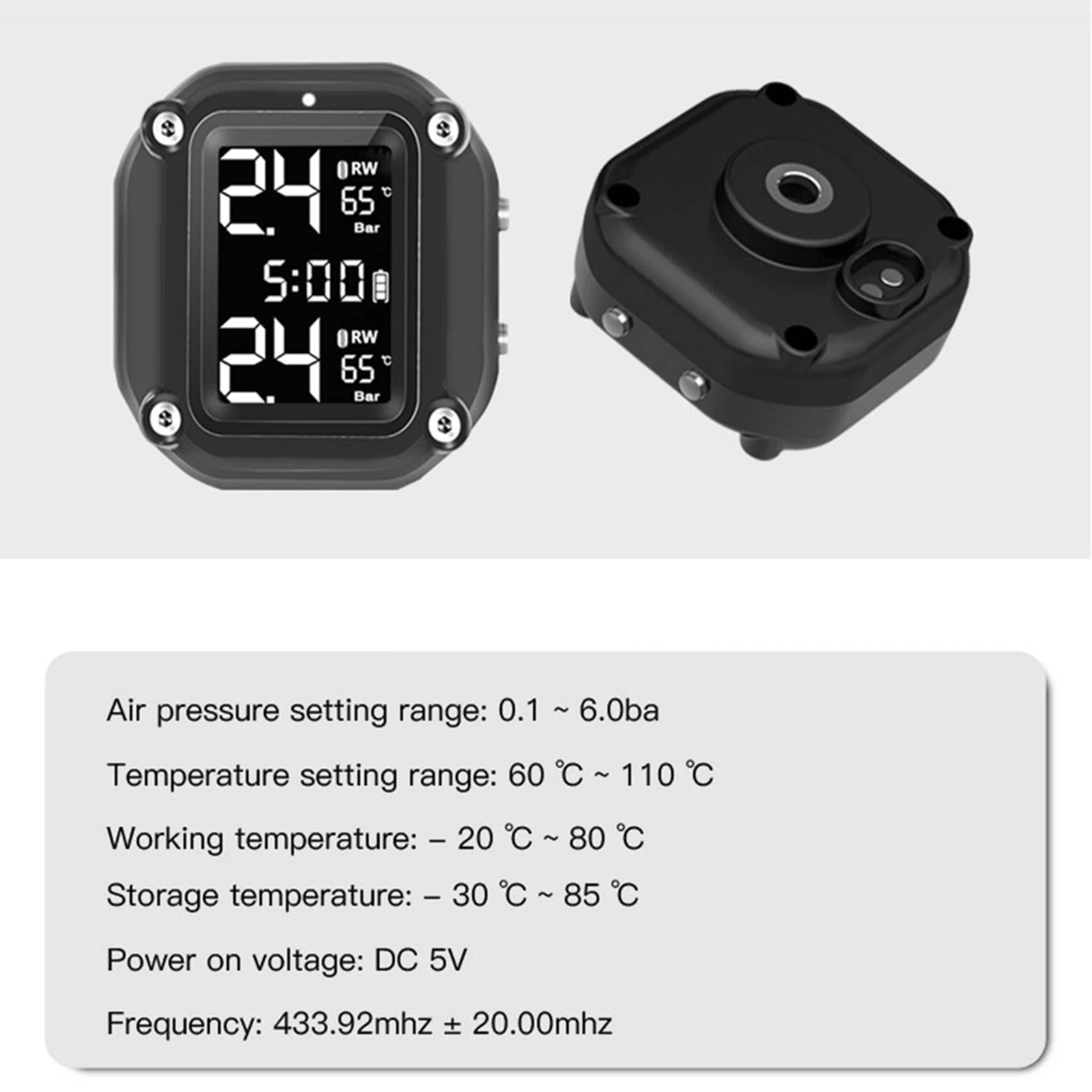 Motorcycle Electronic TPMS Wireless Tire Pressure Monitoring System, High Accuracy, Necessary Alarm System
