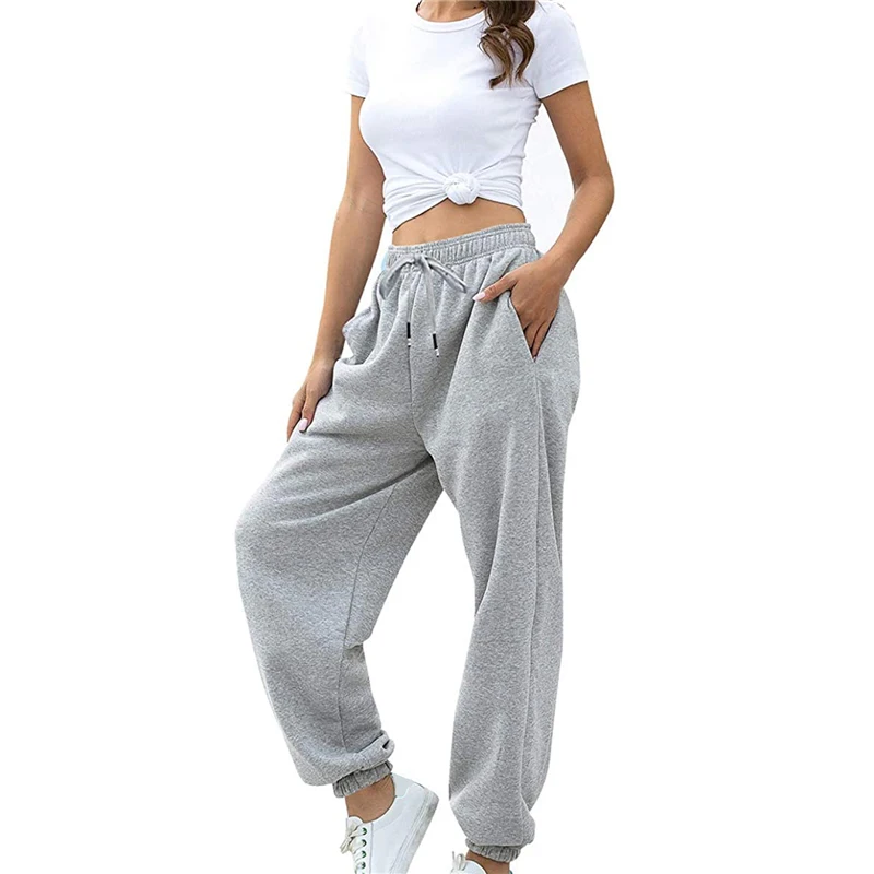 sólida cintura alta solta sweatpants hip hop streetwear calças esportivas