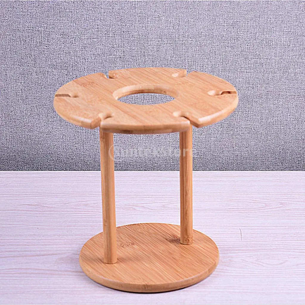 Bamboo Wooden Wine Glass Holder Free Standing Goblet Drying Rack Stand for Tabletop Party