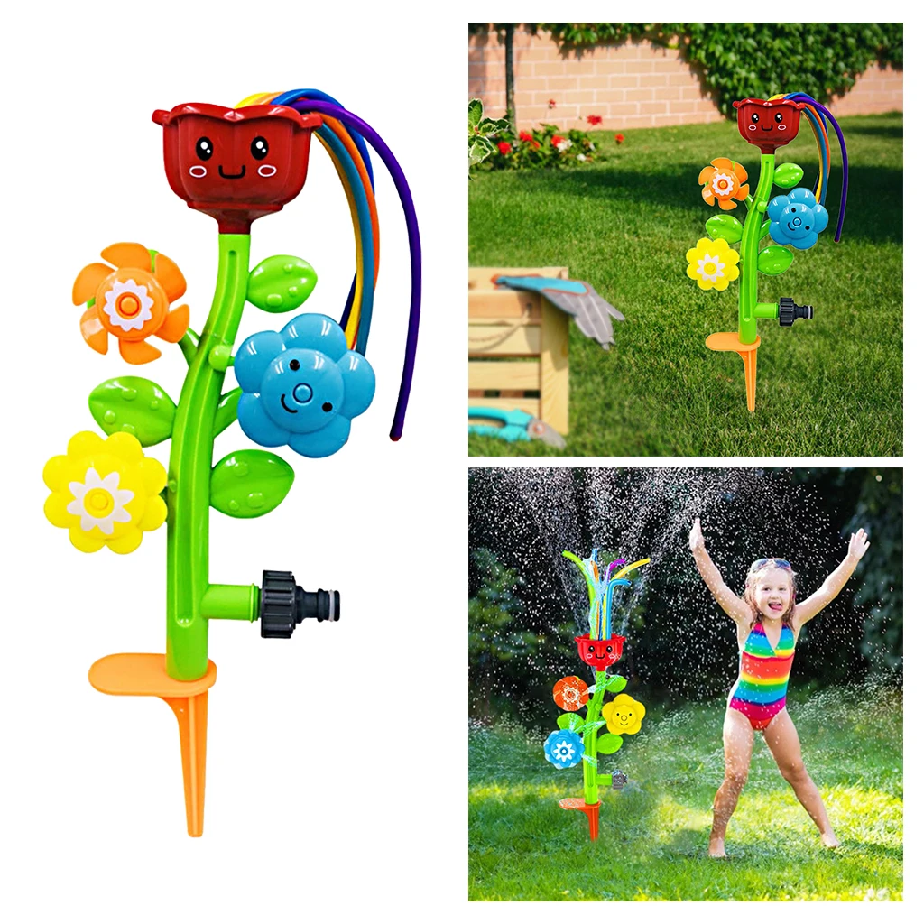 Kids Water Sprinkler Lawn Yard Splashing Flower Spray Fun Toy w/ Wiggle Tubes Toddler Backyard Patio Outside Games