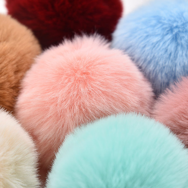 BQTQ 18 Pieces Pom Pom Keychain Faux Rabbit Fur Pom Pom Balls Key