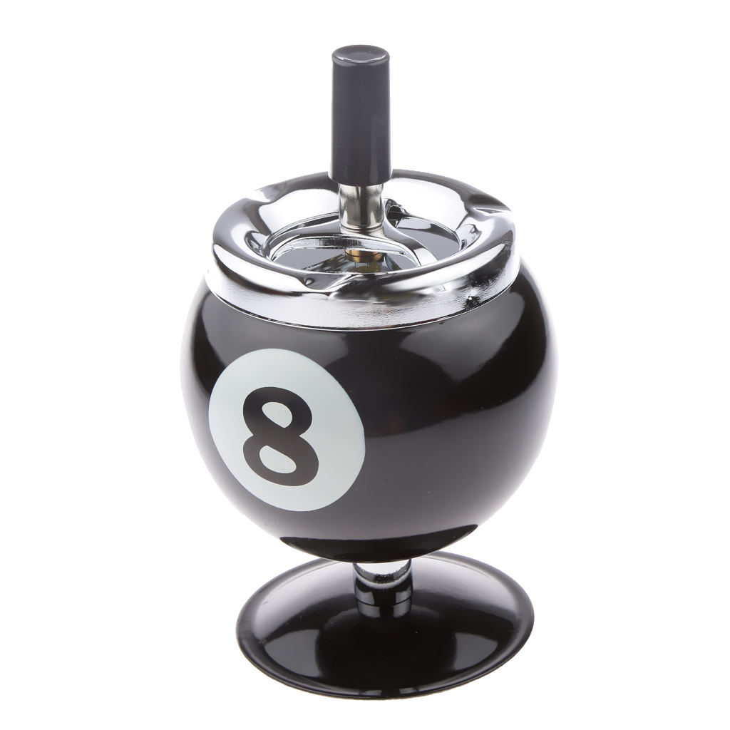 Collectible Gift Aluminum Pool Billiard Ball Ashtray With Base Black 8