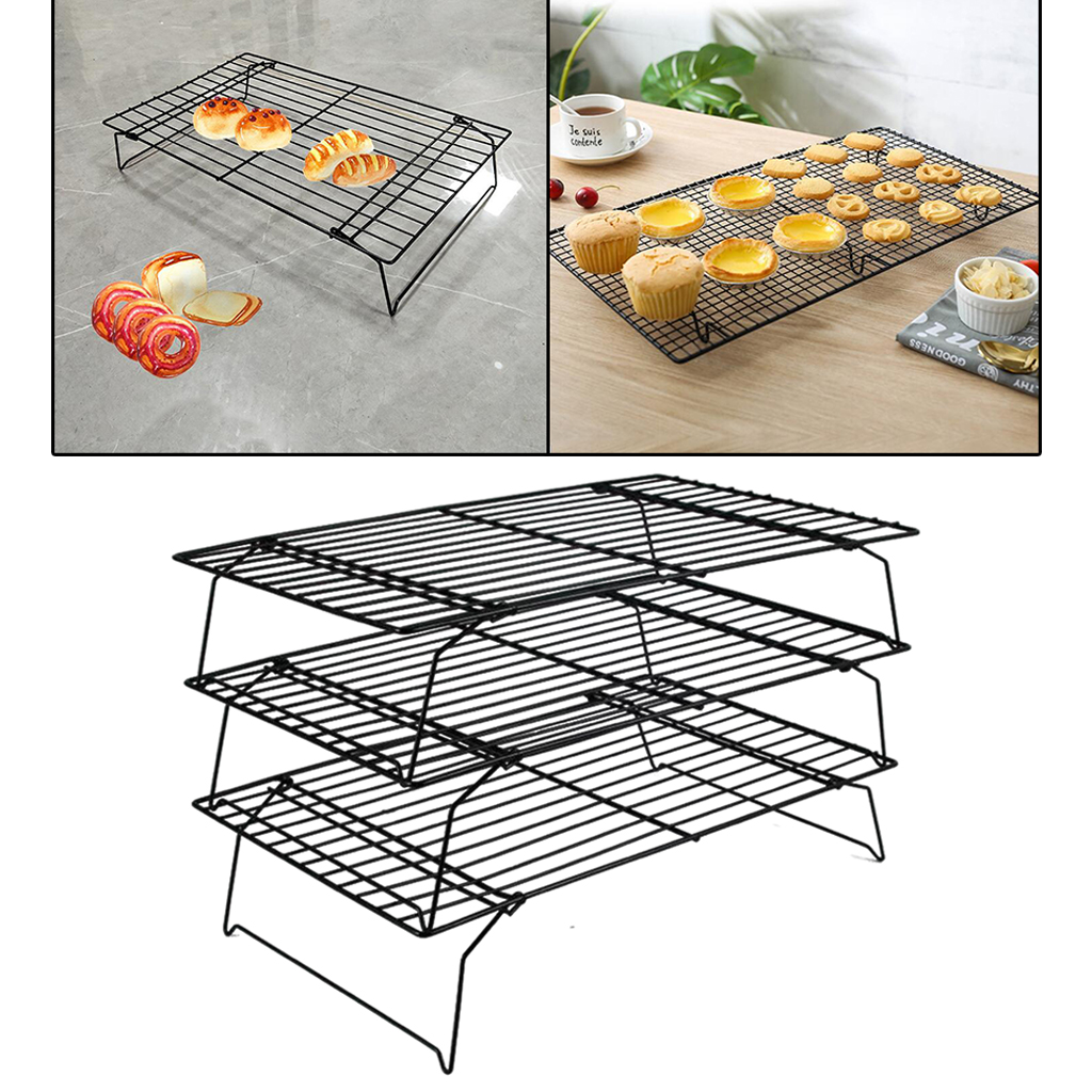 3 Tier Collapsible Cooling Tray Baking Biscuit Rack for Home Kitchen, Space