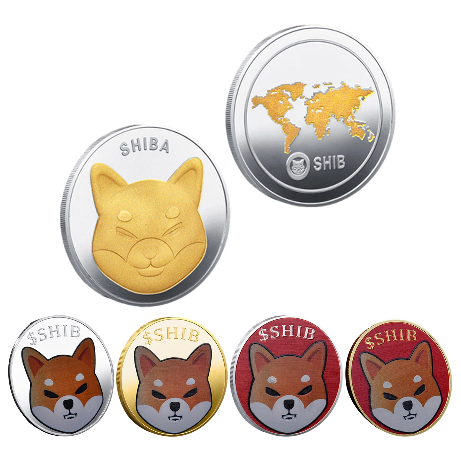 Creative Iron-Plated Collection Dogecoin Coins Collectibles 2021 Shiba Inu Dog with Protective Case Collectors Gift for Lovers