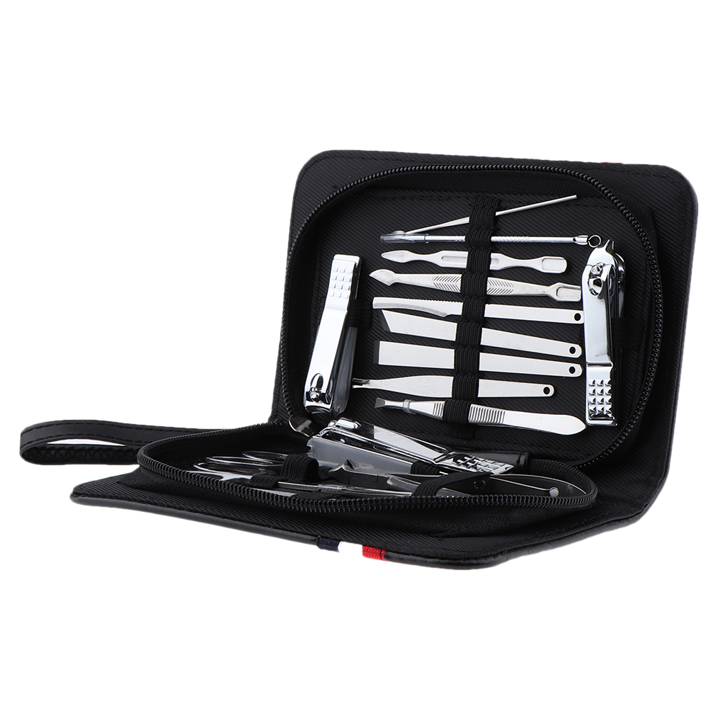 16 PCS Pedicure/Manicure Set Nail Clippers Cleaner Cuticle Grooming Kit Case