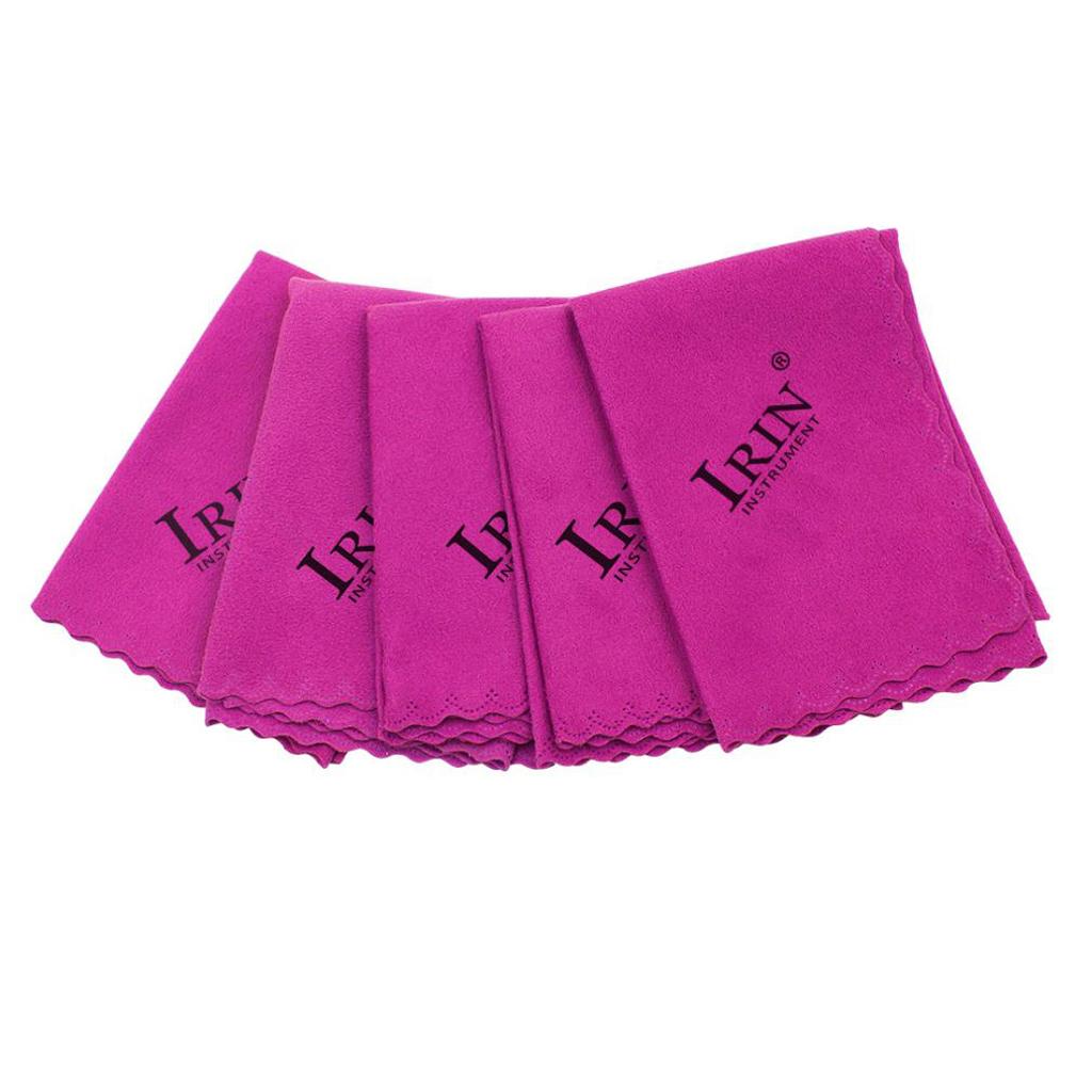 Pack of 5 Square Clean Polish Wipe Cloth Towel 250x250mm for Guitar Cello Violins Ukulele Flute Accessory Rose Red