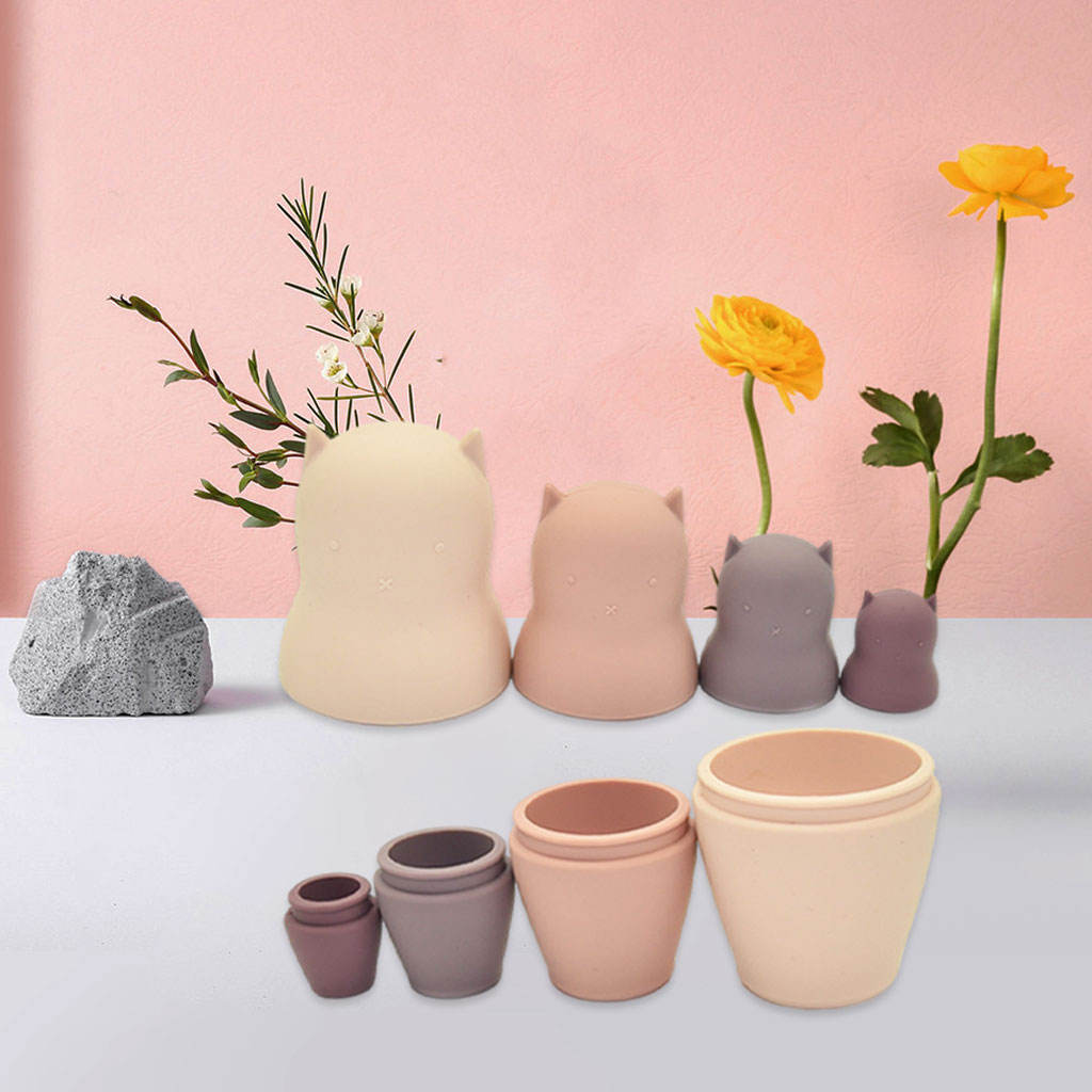 Russian Nesting Doll Silicone Matryoshka Babushka Dolls Montessori Toy for Kids Gifts Home Decorative