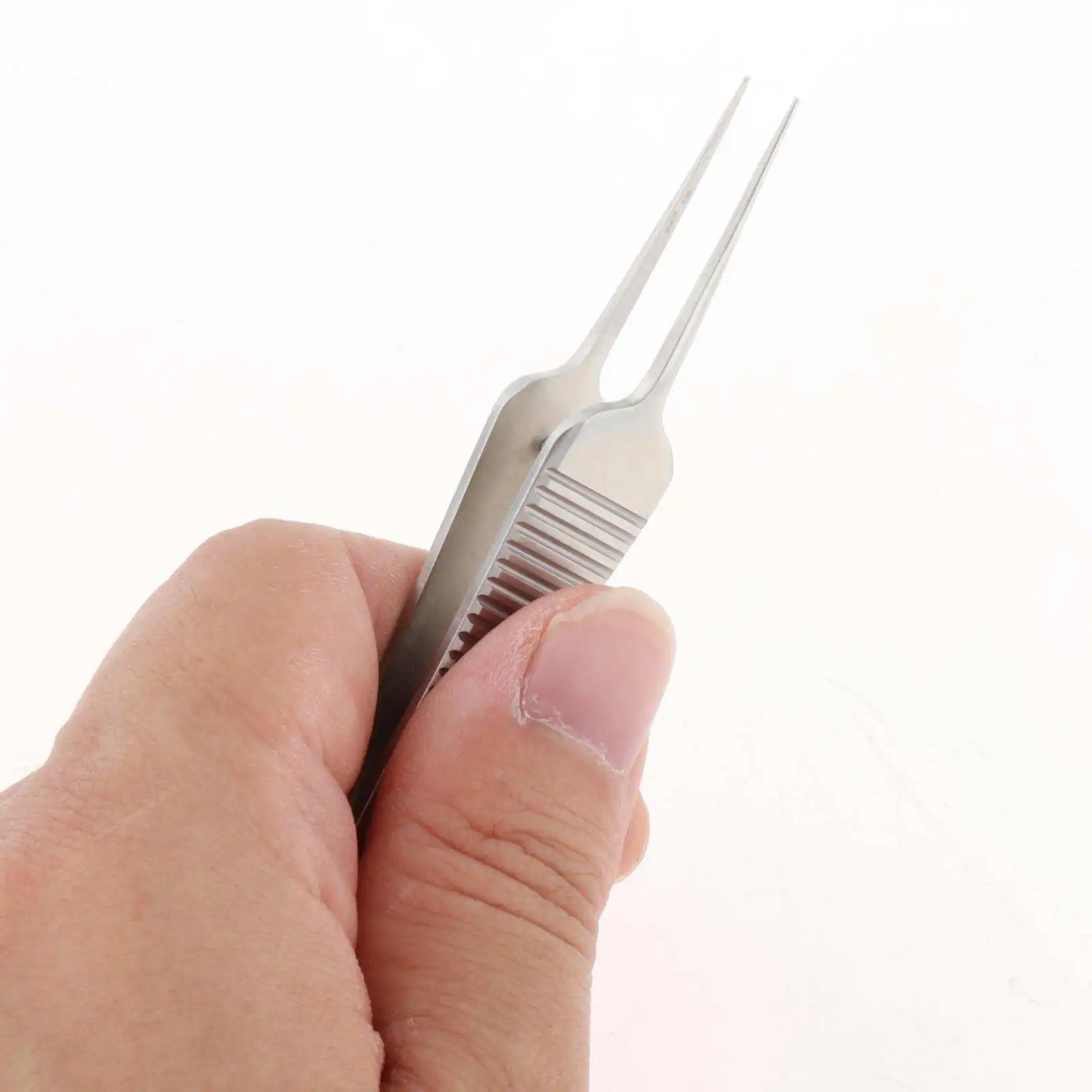 Micro Forceps Safety Use Pointed Short Tweezers for Cosmetic Surgery Hair Removal Hotel - Diameter 0.4 mm, Serrated 102mm