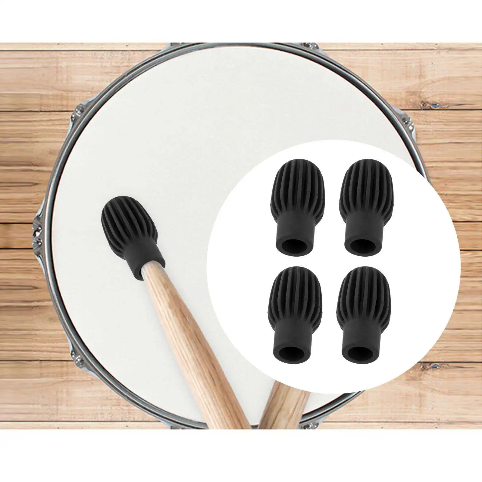 4 Pieces Mute Drum Dampener Kids Gift Percussion Accessory Silence Practice Tips Silicone Stick Head Drumstick Silent