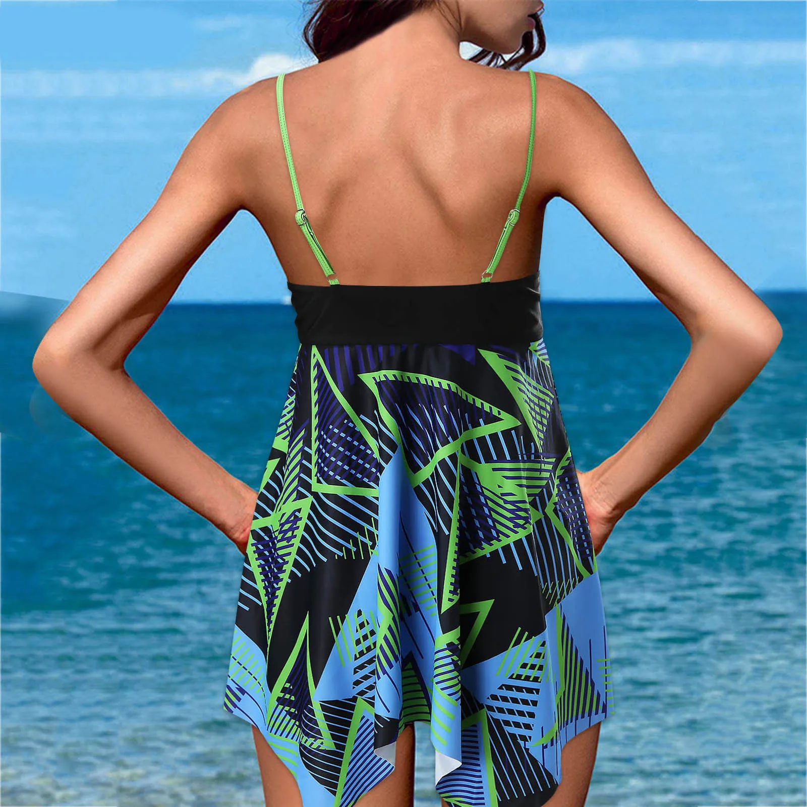 Fashion Women's Two Pieces Summer Casual Swimsuits Bathing Printed Tankini With Boyshorts Ladies Swimwear Beachwear 2021 bathing suit wrap