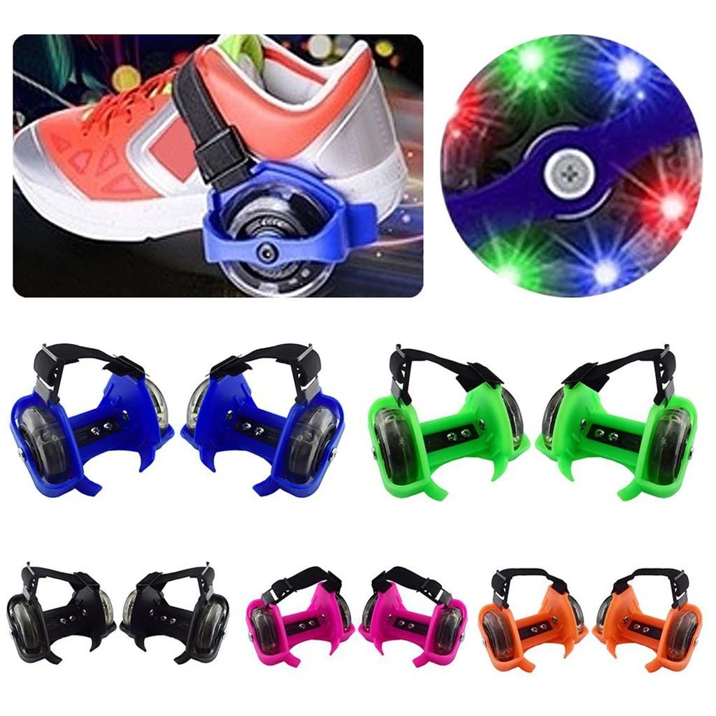 Light Up Flash Heel Wheel Roller Skates LED Kids Child Rollerskate Training Shoe