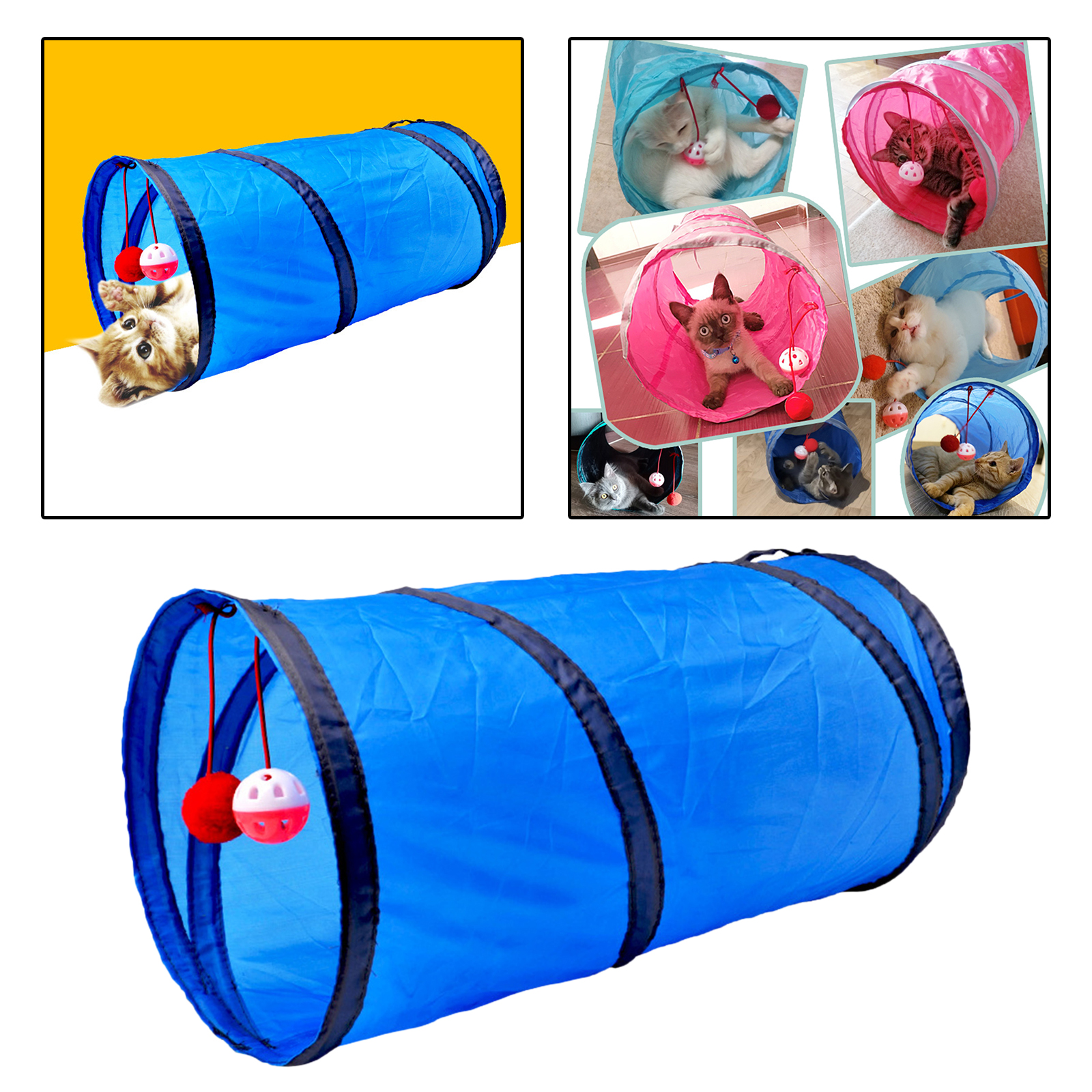 Cat Tunnel Toy Funny Pet Play Tubes Balls Collapsible Crinkle Kitten Toys Puppy Rabbit Play Dog Tunnel Tubes