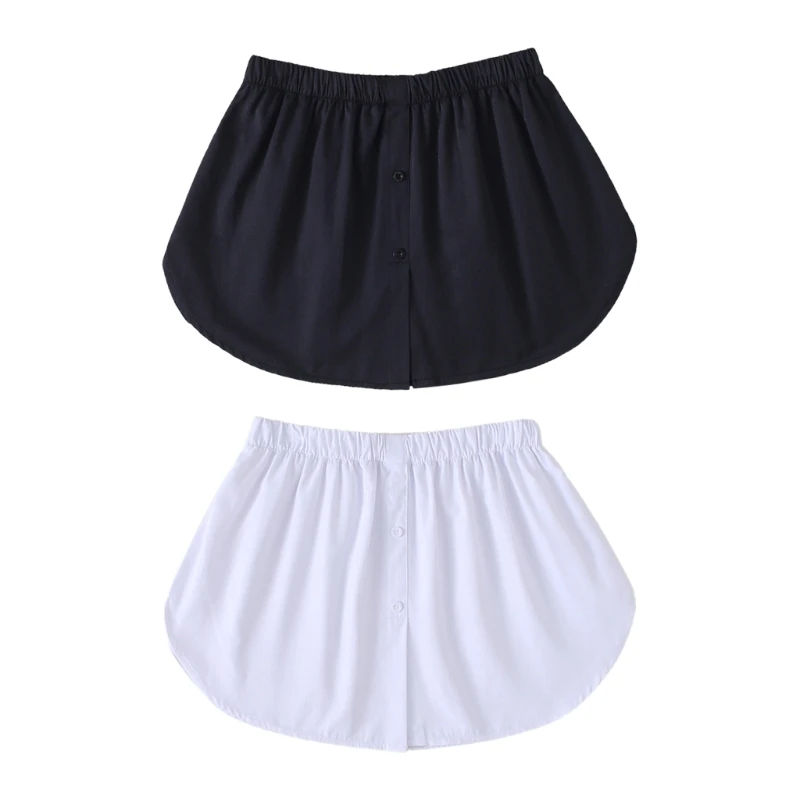 black mini skirt Women Girls Shirt Blouse Extender Adjustable Layering Faux Top Lower Sweep Mini Skirt False Hemline Half Length Splitting for crop top with skirt