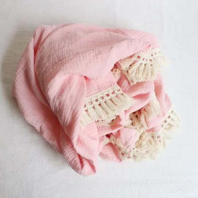quilt New Style Baby Ball Fringed Blanket European American Boys Girls Solid Color Cotton Gauze Bath Towel Baby Swaddle Wrap Towel bed fan