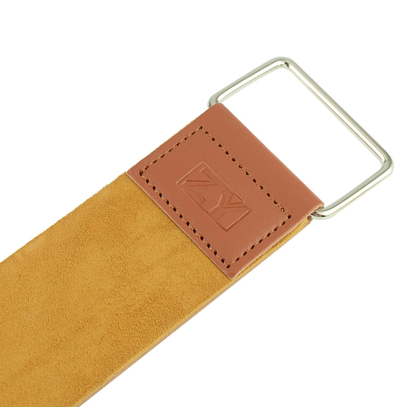 Straight Razor Strop Tension Handle Suede Side Double Layer Sharpening Strap for Shaver