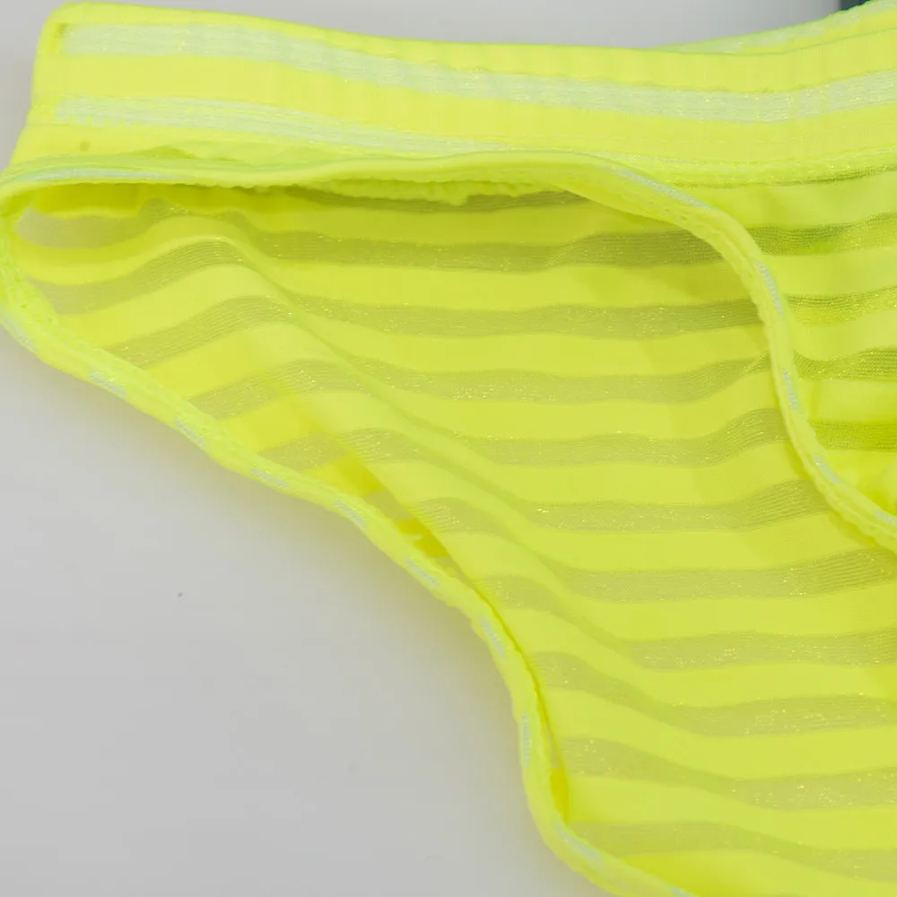 string bikini panties Gay Men's Transparent Underwear Fluorescent Striped High Quality Breathable Seamless Panties Underwear Mini Ice Silk Panties mens bikini underwear