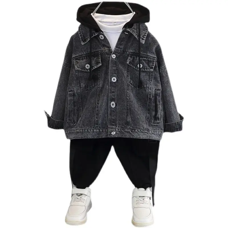 Outerwear & Coats best of sale Boy  Denim Jackets kids jeans coat Children hooded Outerwear clothing Spring Autumn boy hooded sport Clothes For 3-12T kids real fur coat