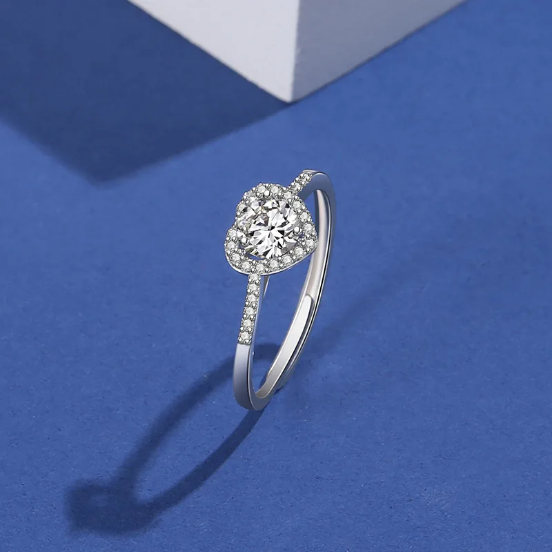 S925 Sterling Silver Moissanite Lovely Carat Ring Female Fashion Korean ...