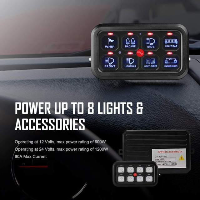 8つのledを備えたユニバーサルオン/オフスイッチパネル,suv