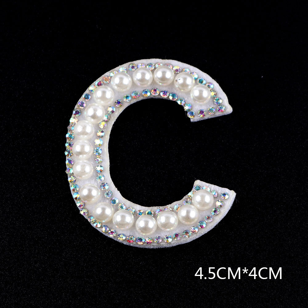 26 brief AB Strass Perle Englisch Alphabet Patch 3D Perlen Aufkleber Mixed Stickerei Patch Für Kleidung Logo Diy Applique – Detail 14