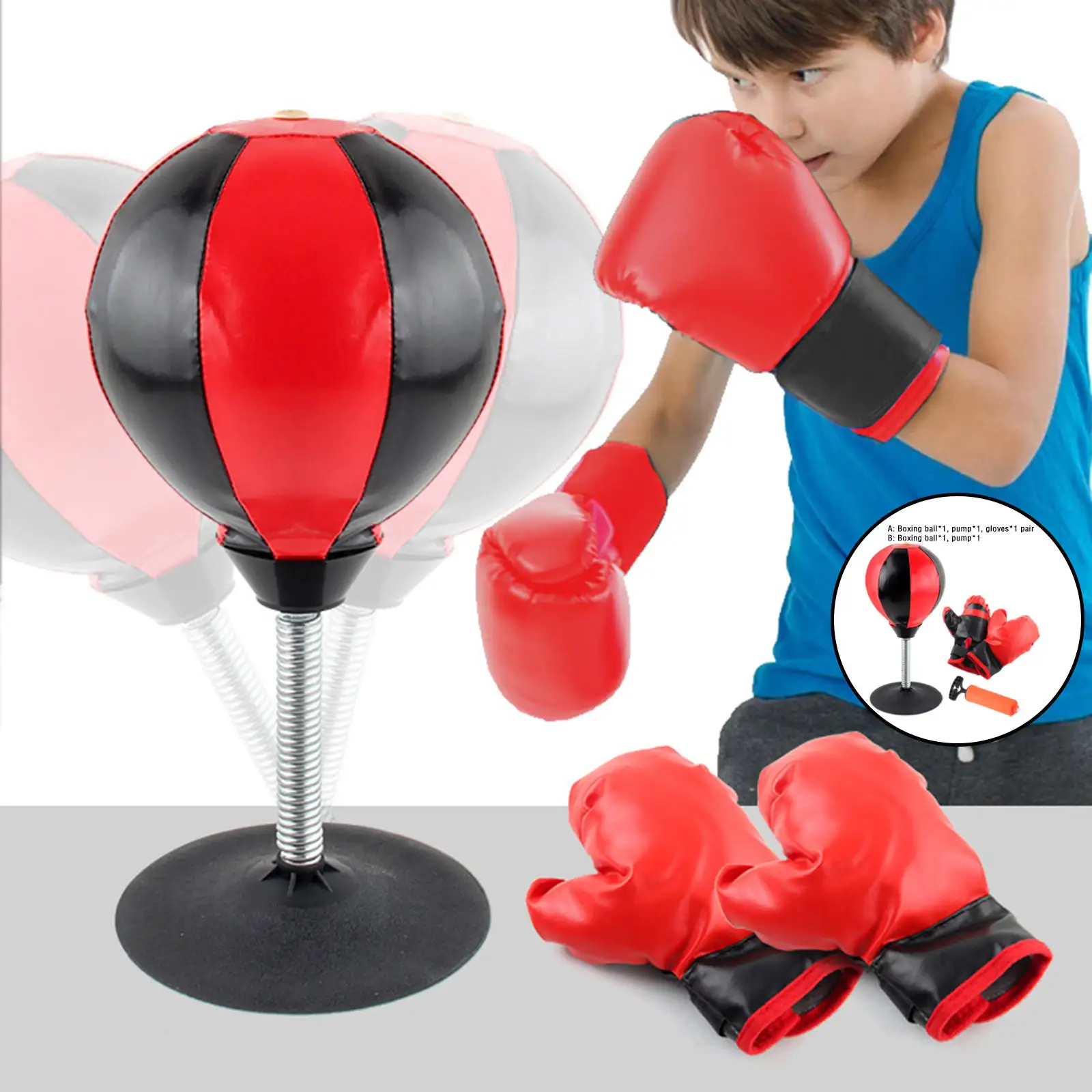 PU Leather Desktop Punching Bag  Punching Bag Fitness Punching Bag Bodybuilding Punching Bag with Ball Toy Table Stand Bag