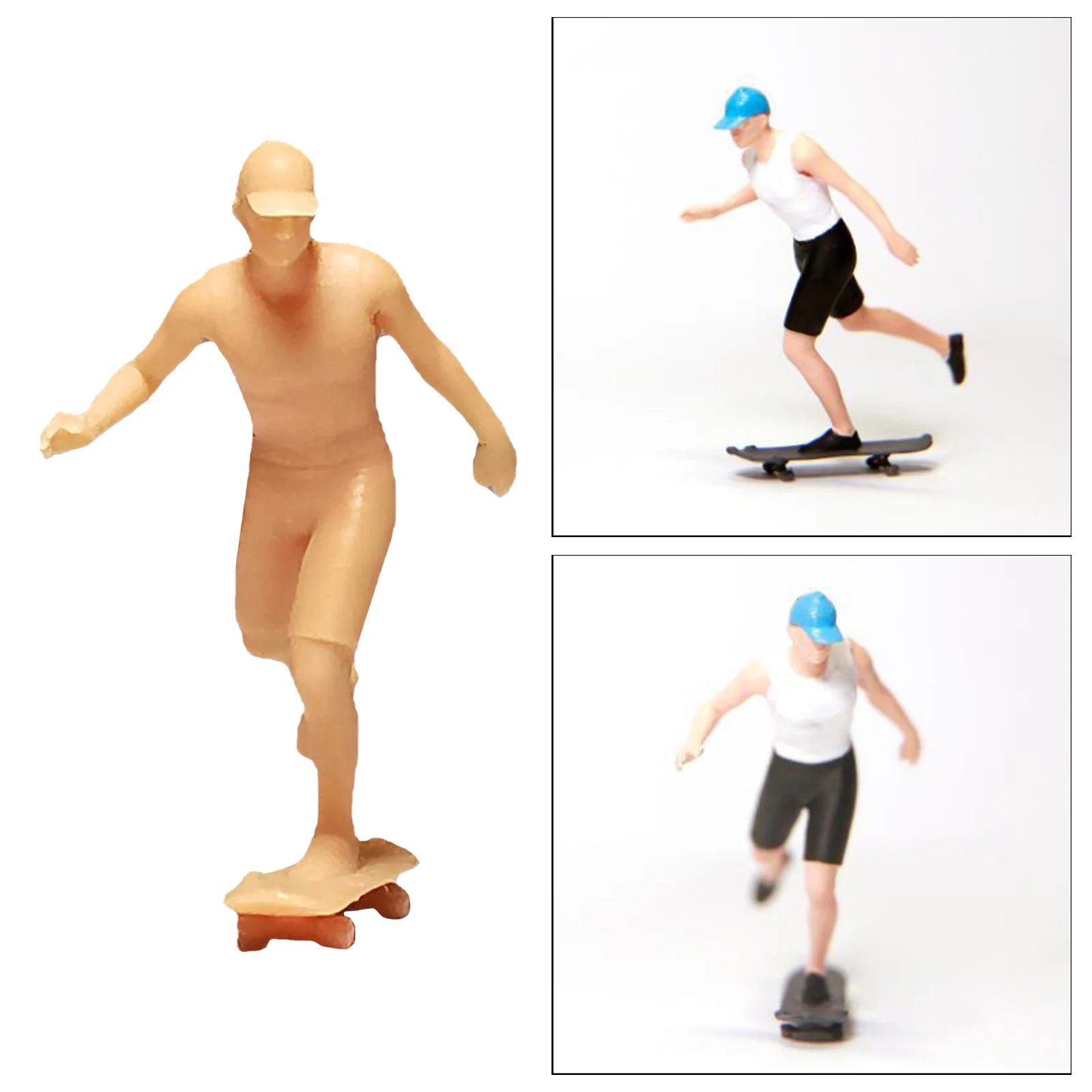 1:64 Unpainted Skater Boy Model Tiny People Street Sand Table Children Toy