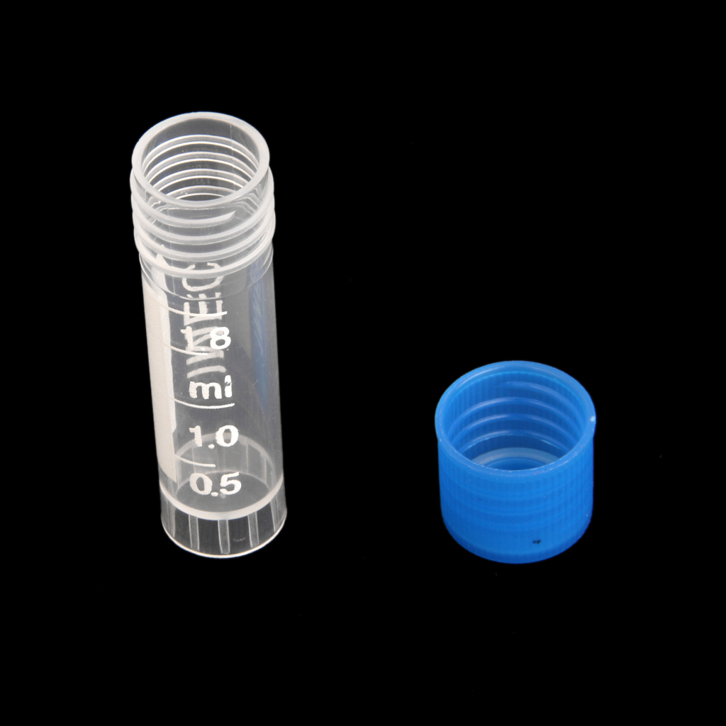 10pcs Clear 1.8ml Plastic Graduated Cryovial Tubes Sample Container with Screw Caps For Oils Dyes Lab Test