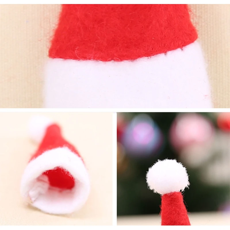 Gorro de punto de Navidad diseño de piruleta Amosfun mini gorro de Papá Noel para botellas de vino 20 unidades 