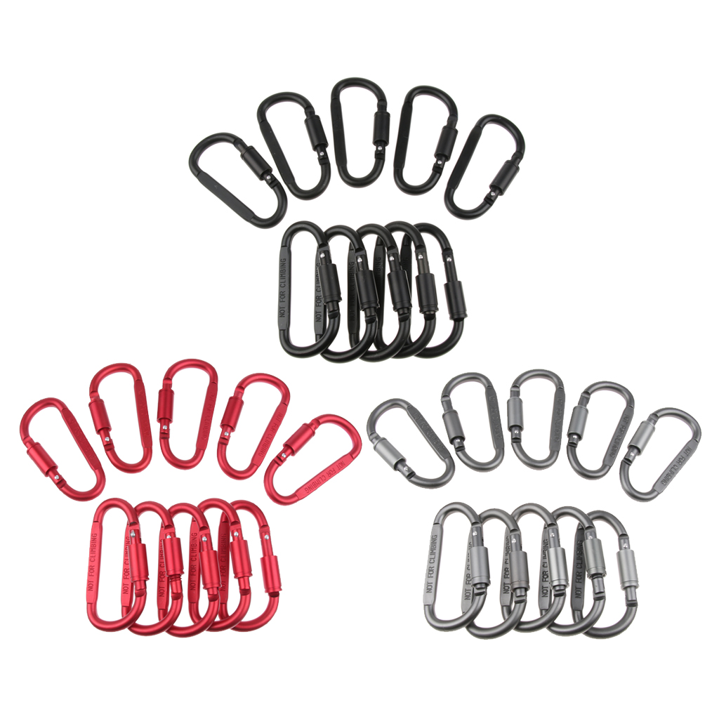10Pcs Aluminum Carabiner Clip Snap Hook Spring Loaded Carabina Carbine Camping Hiking Backpacking Fishing Tool