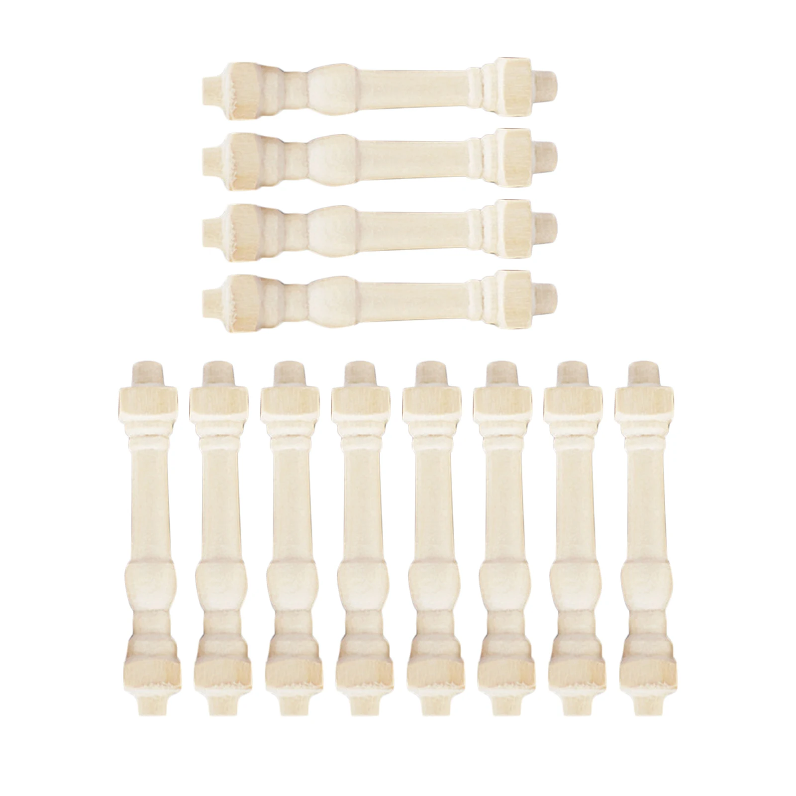 12pcs Dollhouse Miniature DIY Builders Timber 1:12 Wood Spindles Balusters