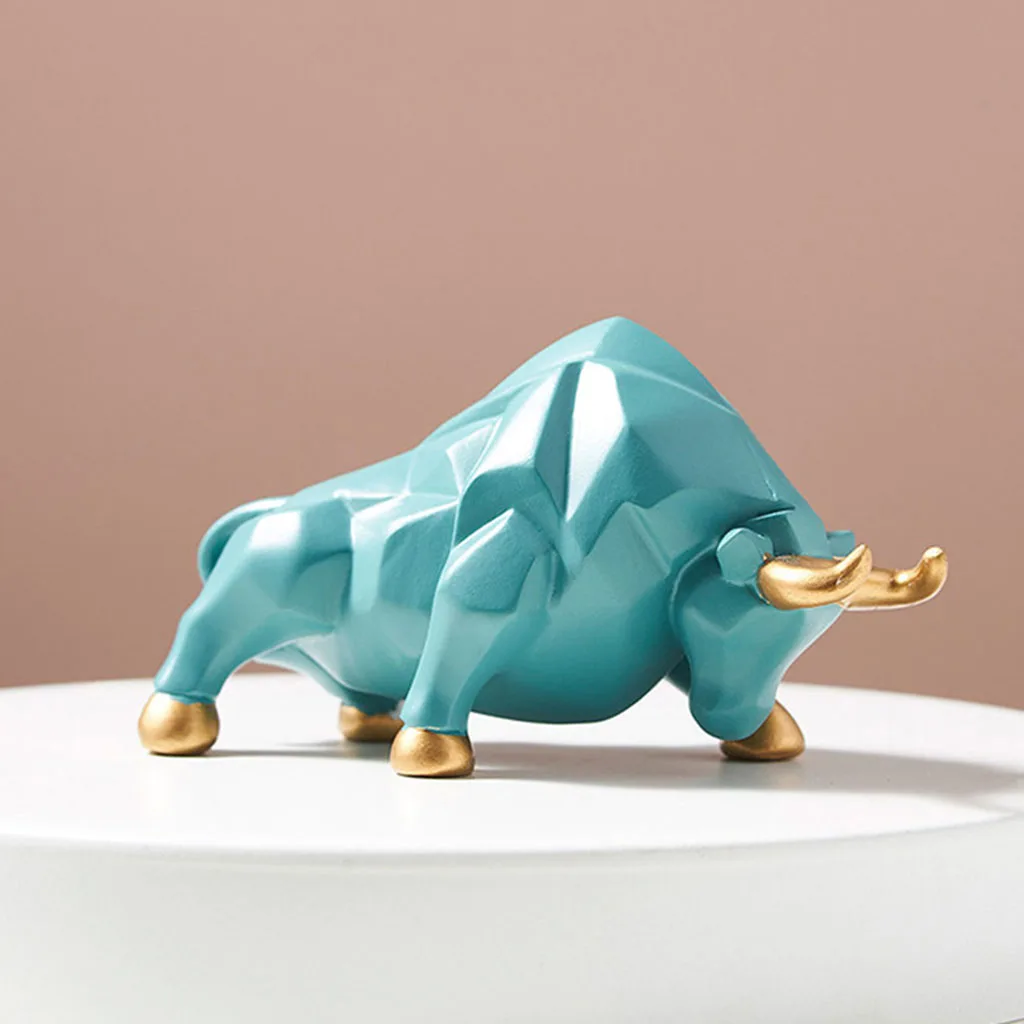 Modern Resin Art Bull Sculpture Ox Ornament Figurine Statue Photo Props Desktop Artwork Furnishing