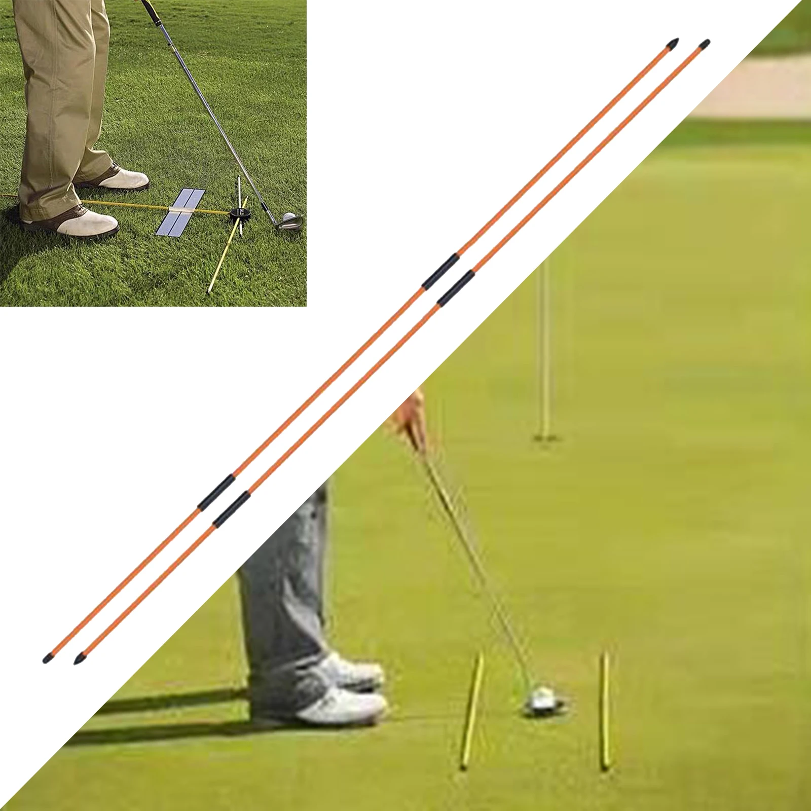2pcs Golf Direction Indicator Golf Alignment Sticks Posture Corrector Training Aid Rods Fiberglass Striking Rods