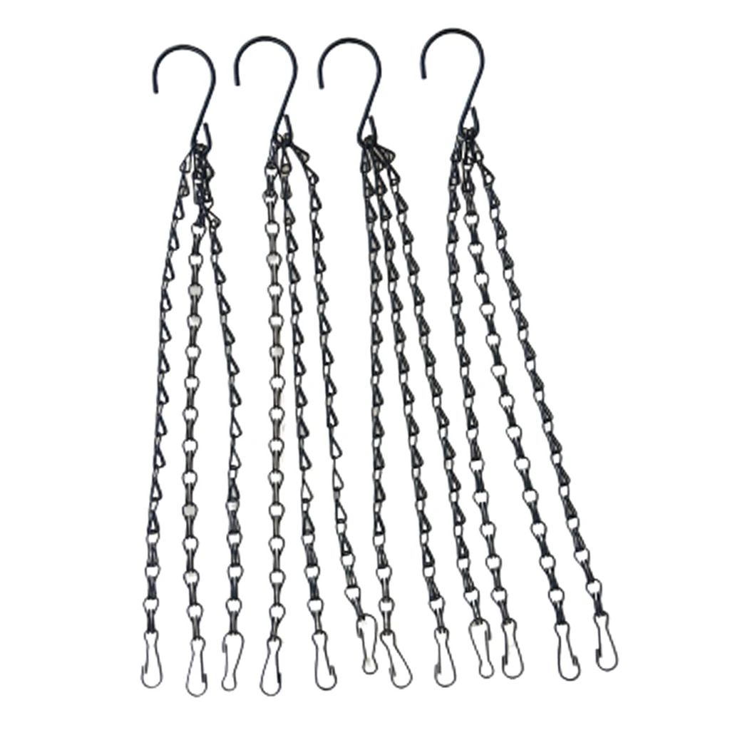 4x Iron Flowerpot Chain Hooks Bird Feeders Hangers Wind Chimes Hanging Hook