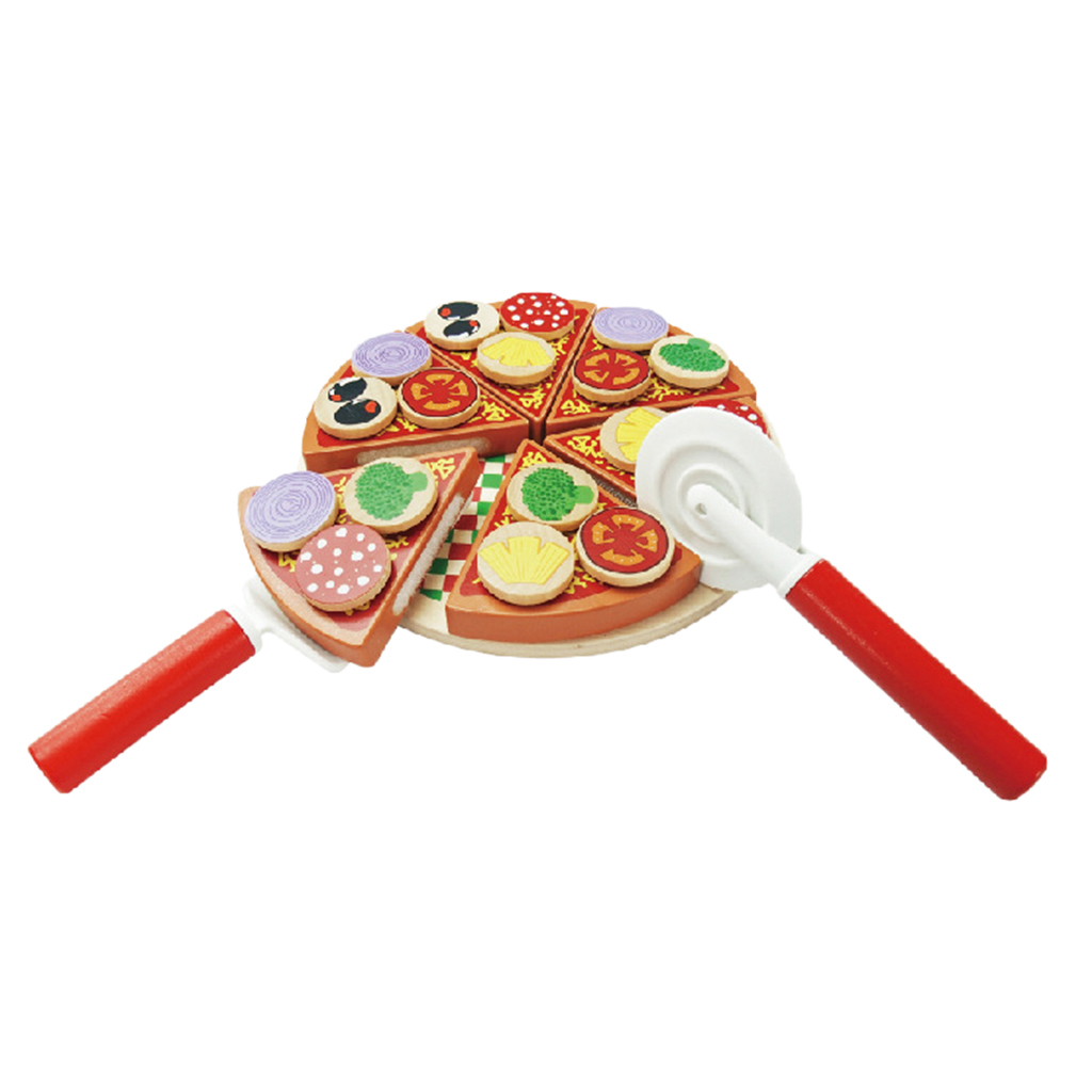 Simumaltion Wooden Sticky Pizza Kitchen Food Play Kids Pretend Play Toy