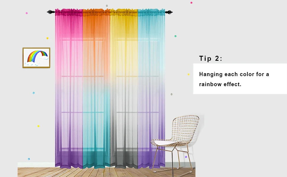 Pink Grey tulle Curtains for Bedroom Decor Window Sheer Curtains for Girls Room Decorations Baby Nursery Living Room
