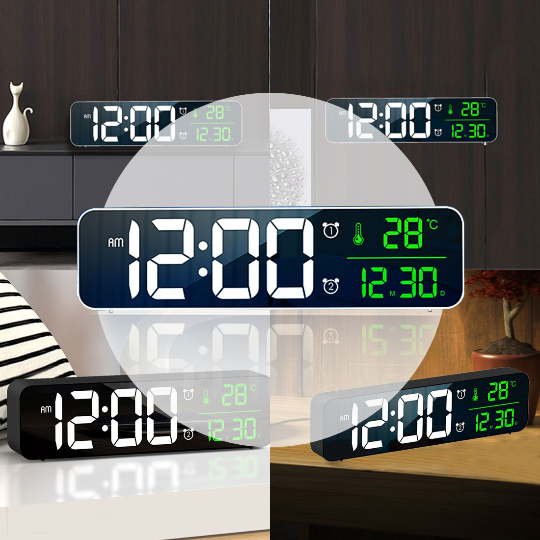 Alarm Clock Bedroomled Desk Clock With Usb Port Digital Mirror Alarm Clock For Bedrooms Snooze Function Electronic Desk Clocks Styleawhite