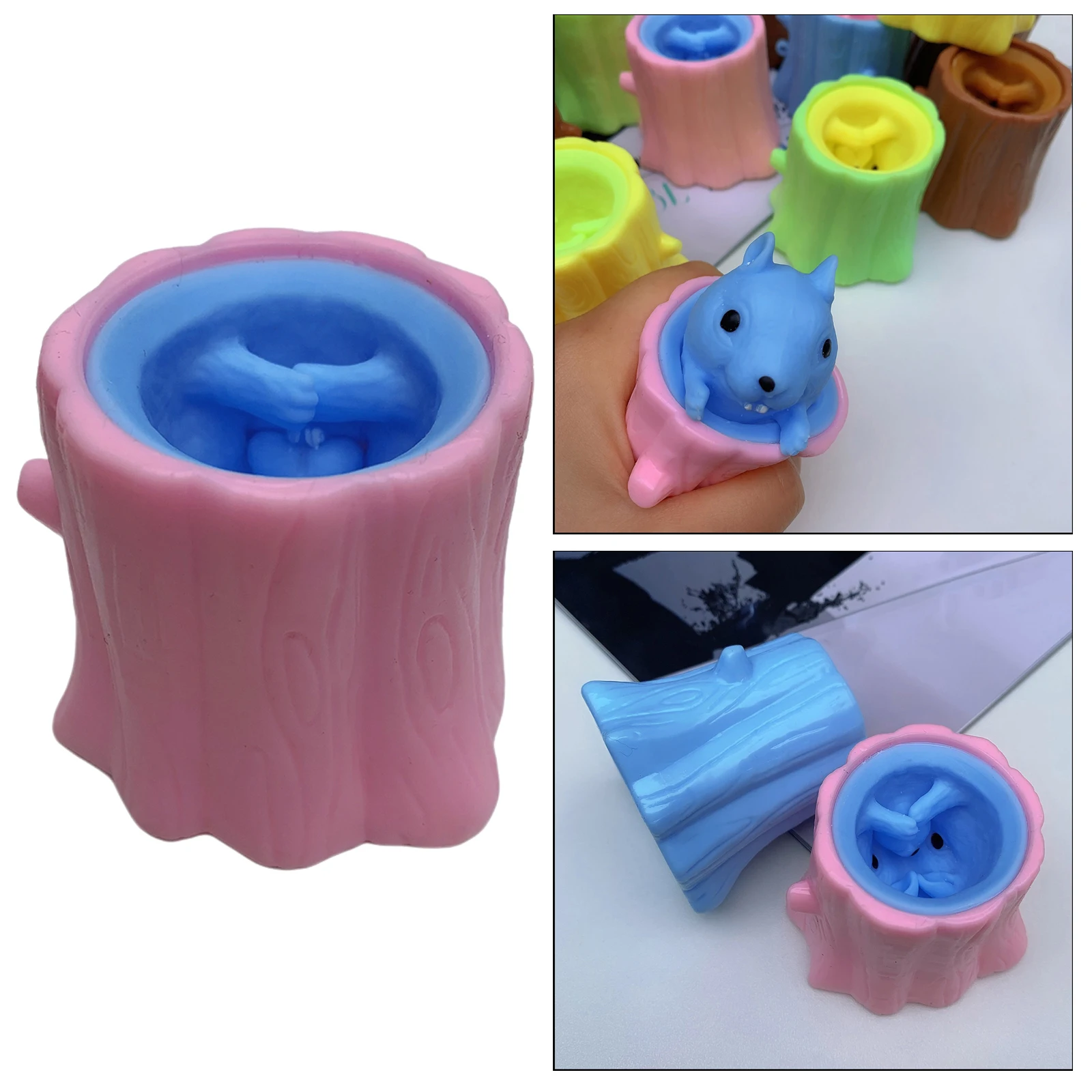 1pc Squeeze Squirrel Cup Fidget Toy Evil Decompression Cute Miniature Telescopic Pen Holder Weird Play Game