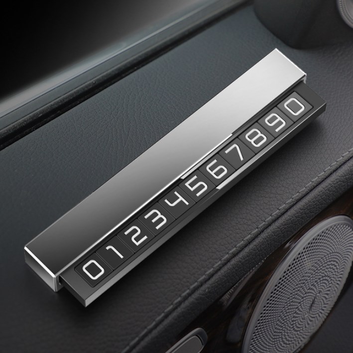 Car Temporary Parking Card Aluminum Alloy Luminous Magnetic Hide Mobile Phone Telephone Number Plate Card Auto Sticker Interior
