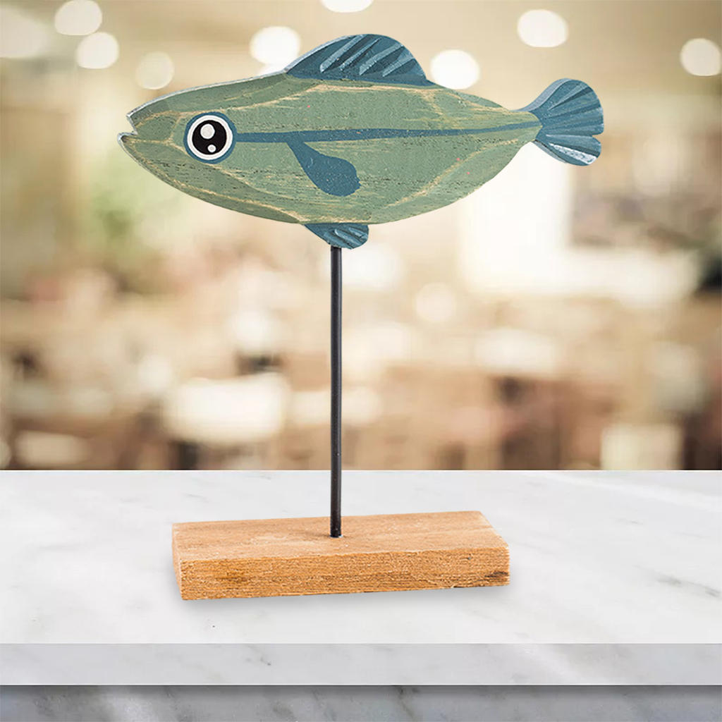 Nordic Christmas Fish Ornament Decor Cartoon Christmas Ornament Wooden Fish Desktop Home Living Room Adornment Decoration Gift