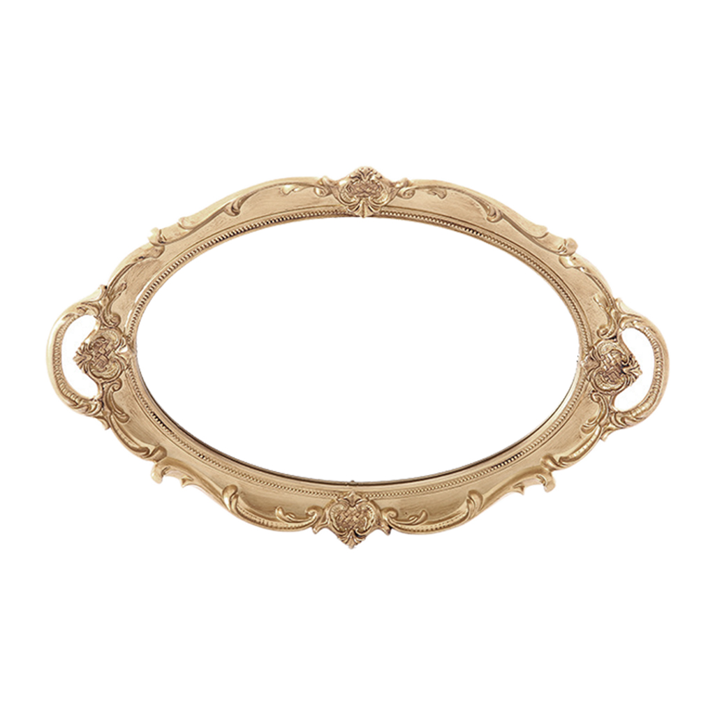 European Mirror Tray Cosmetic Perfume Storage Plates Perfume Retro Vanity Mirror Tray for Display Jewelry Dresser Mirror Decor