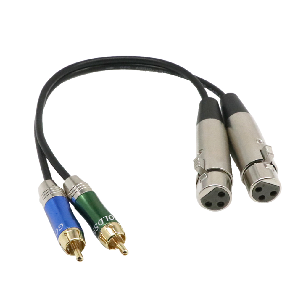 Dual 2 RCA Male Plug To Dual XLR Female Adapter Spiltter Patch Cable Cord Audio Cable (1 Feet)