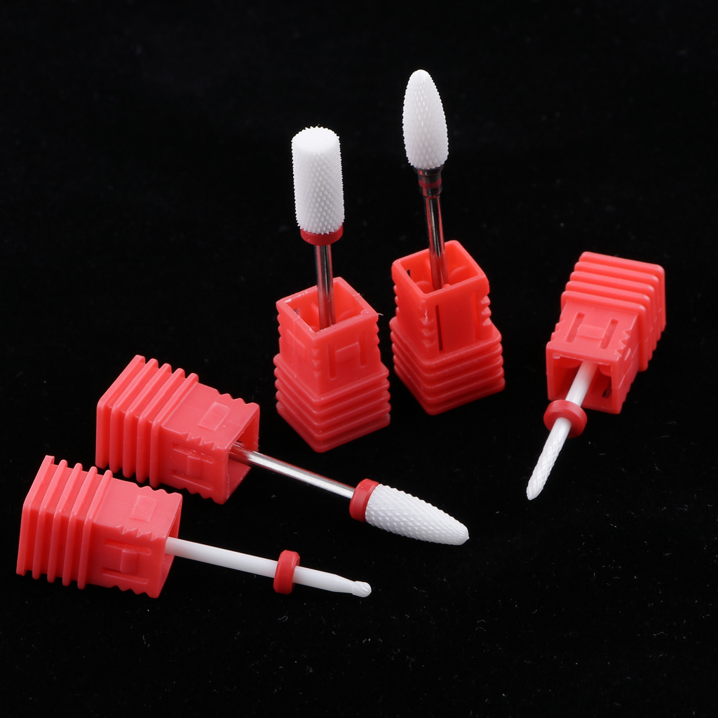 5pcs Ceramic Nail Drill Bits Set, Manicure Pedicure Grinding Head 3/32 inch