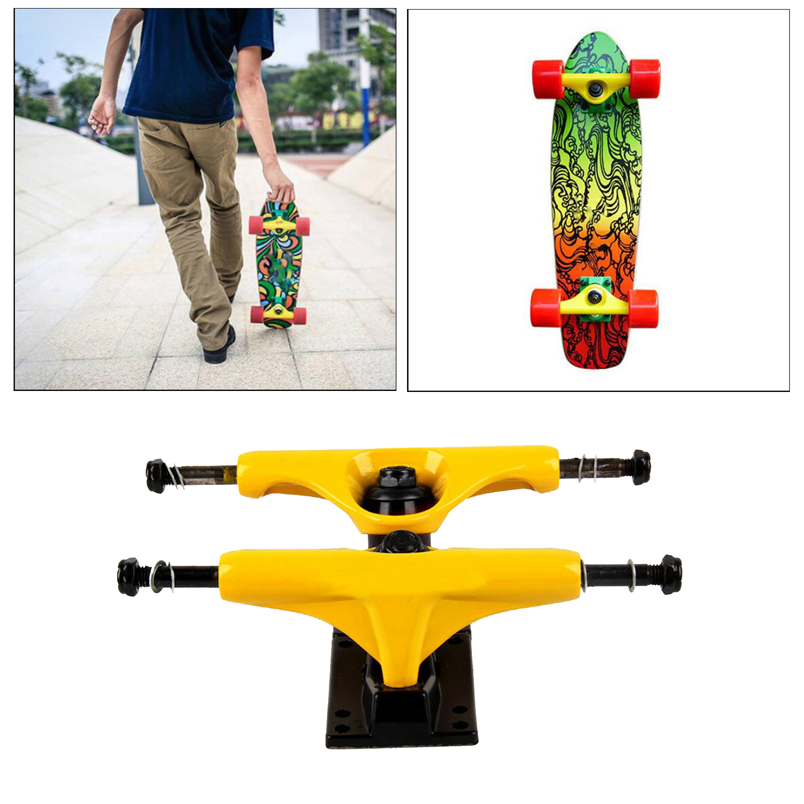 2 Pieces 5 inch Aluminium Alloy Longboard Skateboard Trucks Impact Resistance High Strength