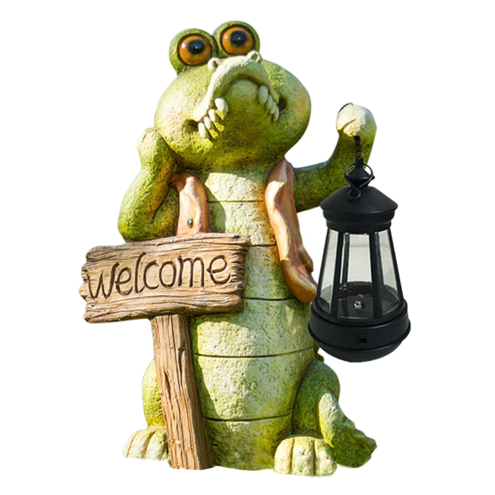 Alligator Solar Lamp Garden Crocodile Cayman Figurine Patio Decoration