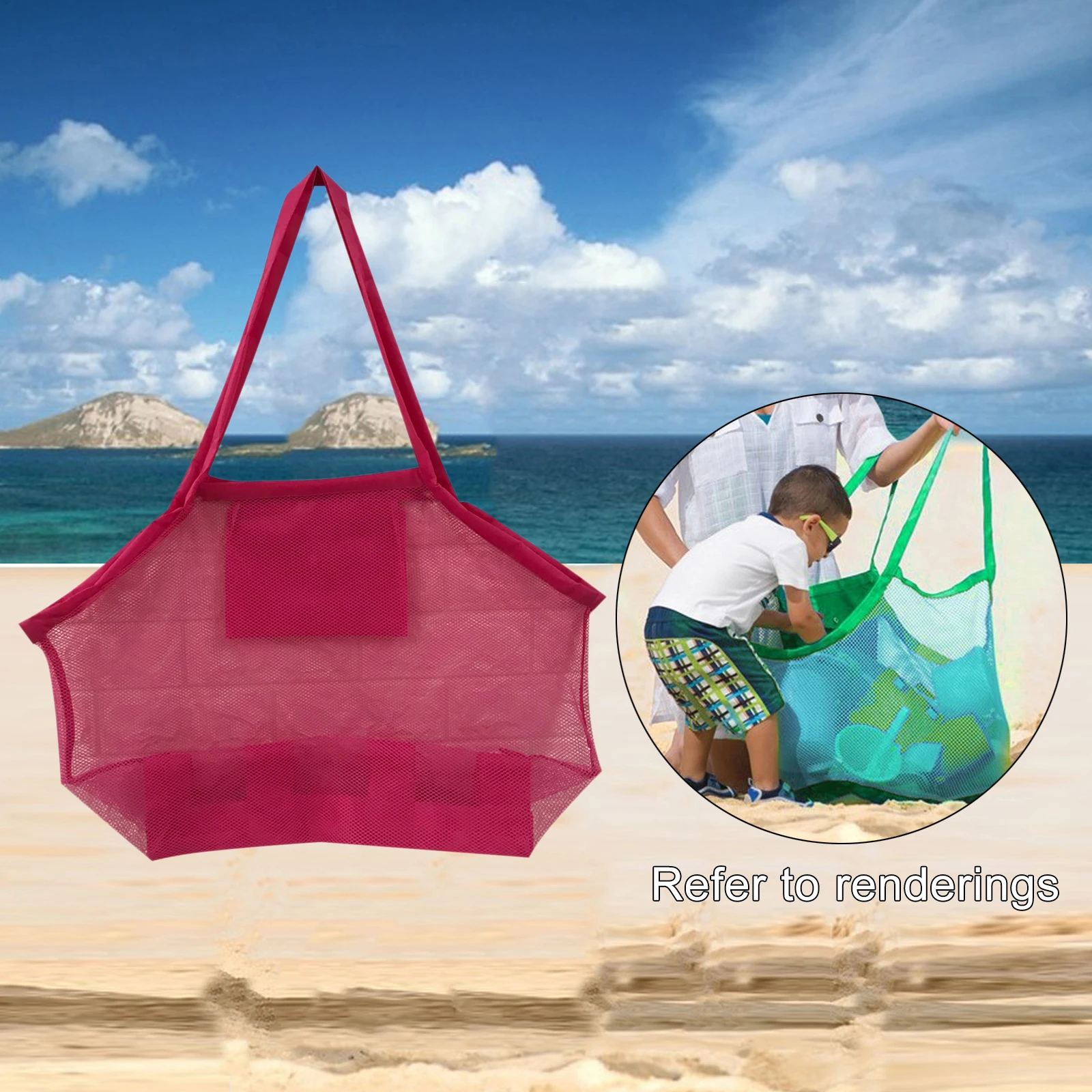 Large Mesh Beach Bag Sand Away Summer Swimming for Kids Toy Bag Organizer