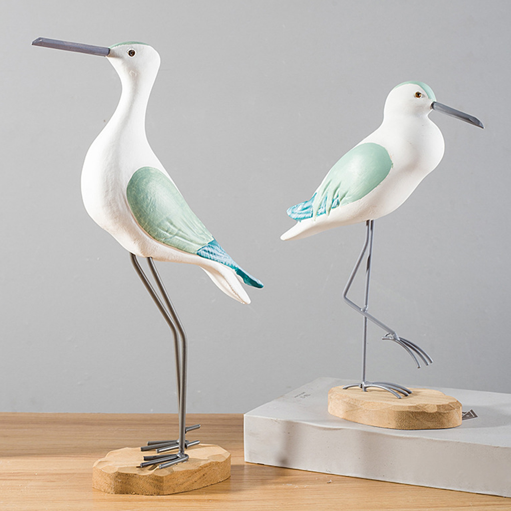 Wooden Desktop Seagull Miniature Figurines Garden Sea Bird Model Yard Craft Bird Statue Decorative Office Patio Lawn